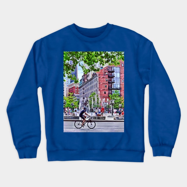 Boston MA - Ring Fountain Crewneck Sweatshirt by SusanSavad